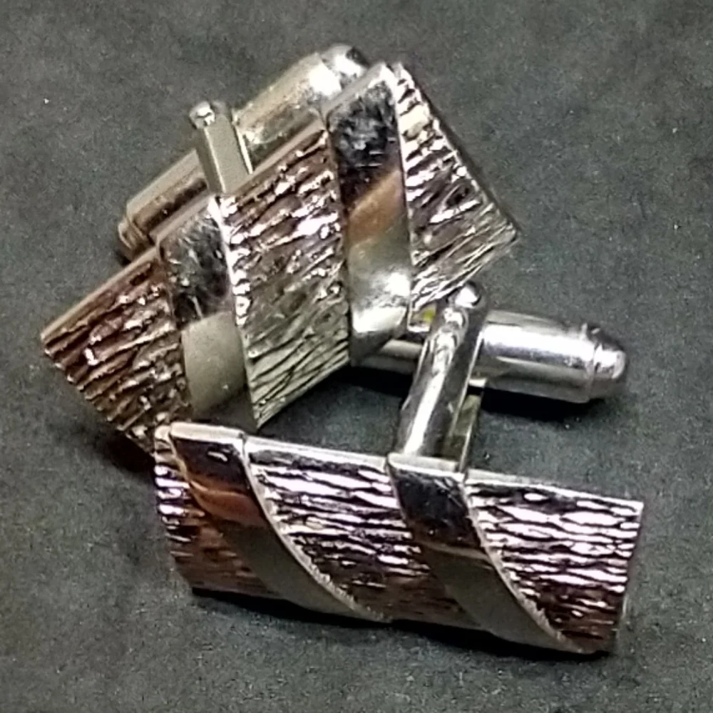 Anson Cufflinks silvertone vintage silvertoned